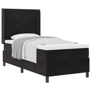 vidaXL Pat cu arcuri cu saltea cu headboard Negru 100 x 200 cm Catifea