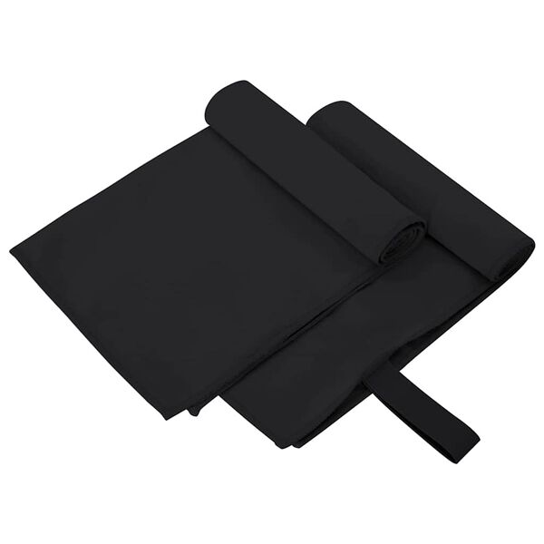 vidaXL Prosoape Sport 2 pcs Negru 50 x 30 cm Poliester și poliamidă