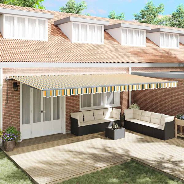 vidaXL Cortina Retractabilă Verde și galben 600 &times; 300 cm