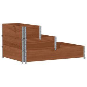 vidaXL Strat &icirc;nălțat cu 3 niveluri, maro, 120x80 cm, lemn masiv pin