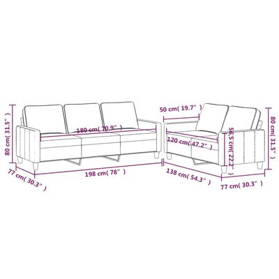 vidaXL Set de canapele cu perne, 2 piese, gri deschis, catifea