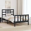 vidaXL Cadru de pat cu tăblie, negru, 100x200 cm, lemn masiv