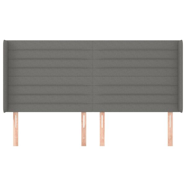 vidaXL Tăblie de pat cu aripioare gri închis 183x16x118/128 cm textil