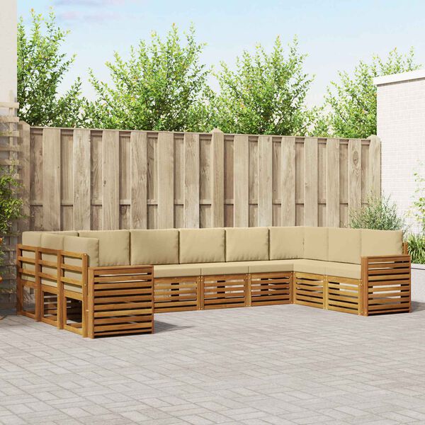 vidaXL Set canapea sectională cu pernă 10 pcs Natural și Bej