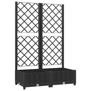 vidaXL Jardinieră de grădină cu spalier, neagră, 80x40x121,5 cm, PP