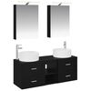 vidaXL Set de mobilier pentru baie 5 pcs Stejar Negru