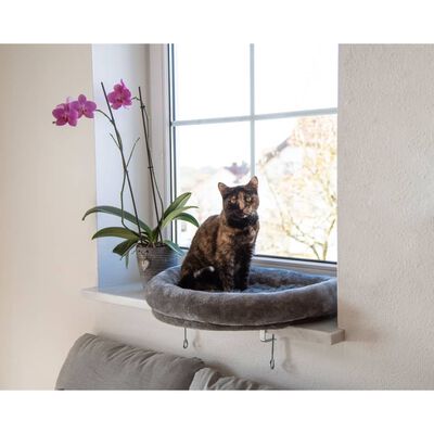 Kerbl Pat de fereastră pentru pisici, gri, 55x35x10 cm