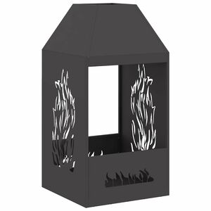 vidaXL Bol de foc Negru 50 x 50 x 100 cm Oțel rezistent de intemperii