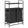 vidaXL Coș de rufe 2 compartimente cu rafturi stejar negru