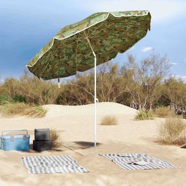 vidaXL Parasol de Plajă Verde 263 x 263 x 272 cm Poliester și metal