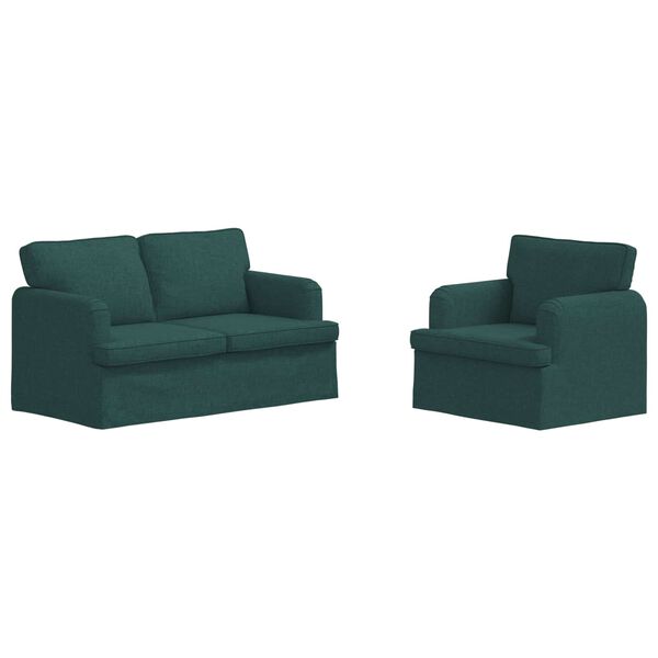 vidaXL Canapea 2 pcs Verde &icirc;nchis 144 x 80 x 85 cm țesătură
