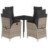 vidaXL Set mobilier de grădină cu perne, 5 piese, gri, poliratan