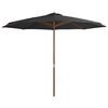 vidaXL Umbrelă de soare de exterior, st&acirc;lp din lemn, antracit, 350 cm