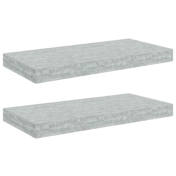 vidaXL Rafturi de perete suspendate 2 buc. gri beton 50x23x3,8 cm MDF