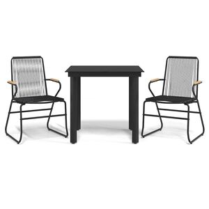 vidaXL Set cu masă pentru grădină, 3 piese, negru, ratan PVC
