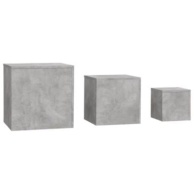 vidaXL Mese laterale, 3 buc., gri beton, lemn compozit