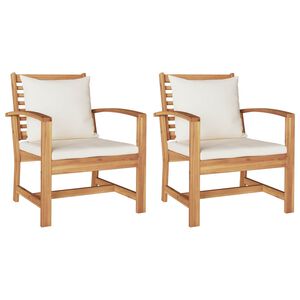 vidaXL Scaun 2 Bucată Maro și Crem 65 x 60 x 76,5 cm Lemn solid de tec