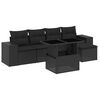 vidaXL Set mobilier de grădină cu perne, 6 piese, negru, poliratan