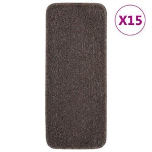 vidaXL Covorașe de scări, 15 buc., maro, 60x25 cm, dreptunghiular