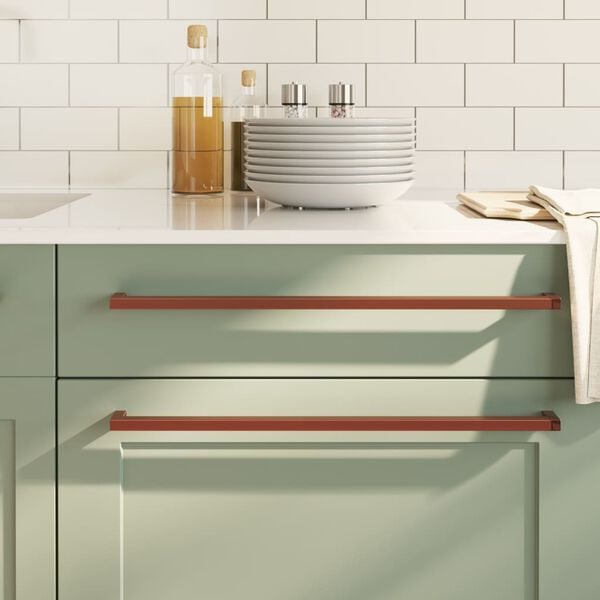 vidaXL M&acirc;nere de dulap, 10 buc., bronz, 480 mm, oțel inoxidabil