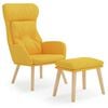 vidaXL Scaun de relaxare cu taburet, galben muștar, textil