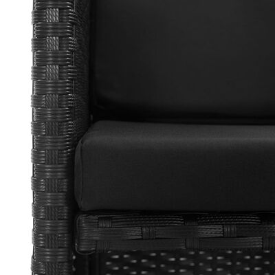 vidaXL Set mobilier de exterior cu perne, 3 piese, negru, poliratan