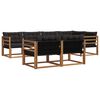 vidaXL Set de canapele de exterior cu pernă 7 pcs Natural și Negru