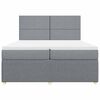 vidaXL Pat box spring cu saltea, gri deschis, 200x200 cm, textil