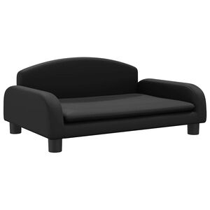 vidaXL Pat de c&acirc;ini, negru, 70x45x30 cm, piele ecologică