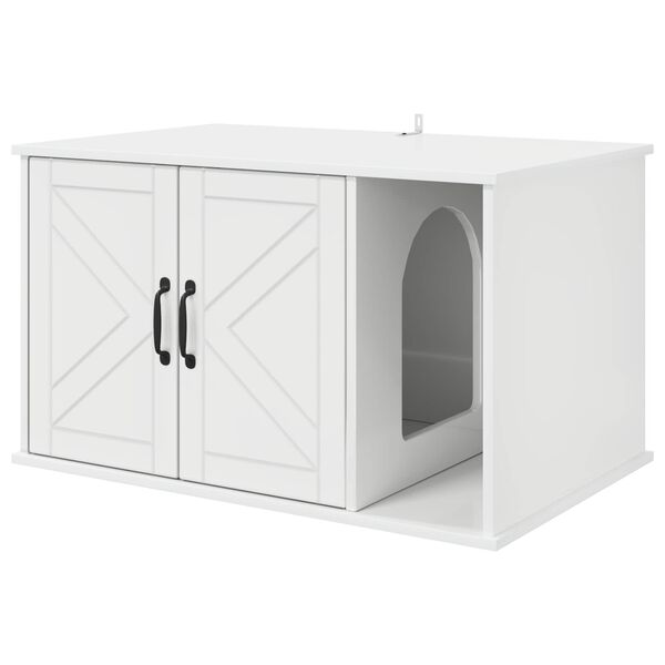 vidaXL Casa pentru pisici Alb Lucios 85 x 55 x 50 cm Lemn compozit
