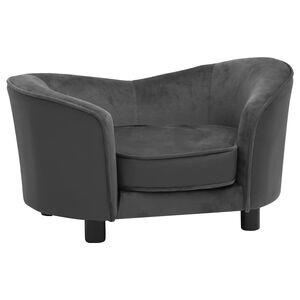 vidaXL Canapea de c&acirc;ini gri &icirc;nchis 69x49x40 cm, pluș/piele ecologică