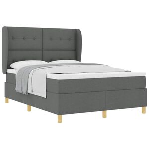 vidaXL Pat cu arcuri cu headboard Gri &icirc;nchis 200 x 160 cm țesătură
