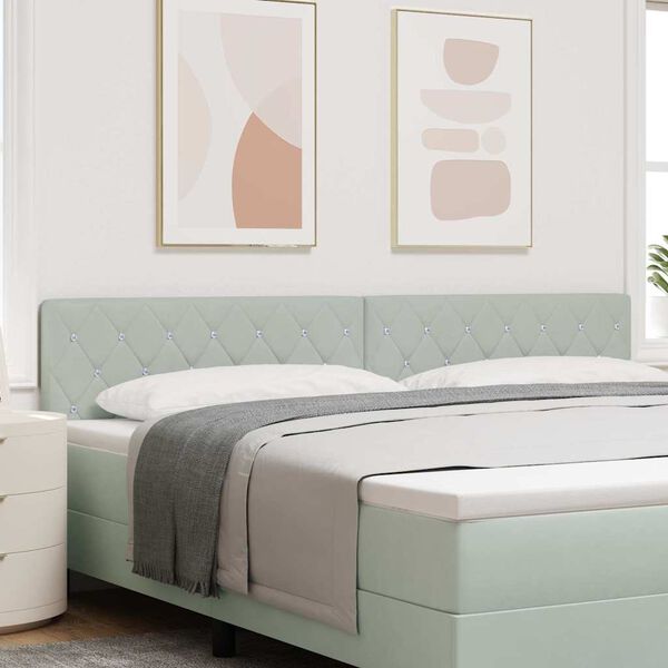 vidaXL Tăblie cap cu headboard Gri deschis 200 cm Piele artificială