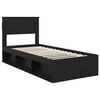 vidaXL Cadru de pat cu headboard Negru 90 x 200 cm Lemn de pin masiv