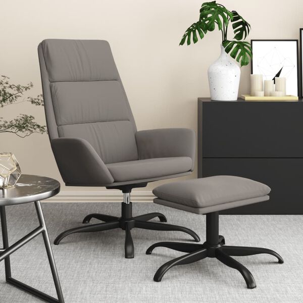 vidaXL Scaun de relaxare cu taburet, gri deschis, catifea