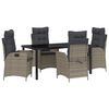 vidaXL Set de masă pentru grădină cu pernă 5 pcs Gri poliratan