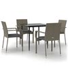 vidaXL Set mobilier grădină cu perne, 5 piese, negru și gri, poliratan