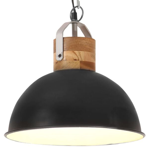 vidaXL Lampă suspendată industrială, negru, 32 cm, mango, E27, rotund