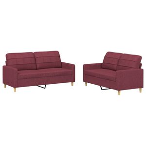 vidaXL Set canapea cu perne, 2 piese, roșu vin, material textil