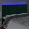 vidaXL Tăblie de pat cu LED, verde &icirc;nchis, 160x5x118/128 cm, catifea