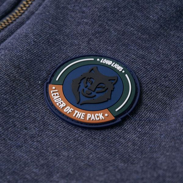 Hanorac pentru copii cu glugă și fermoar, albastru &icirc;nchis melanj, 92