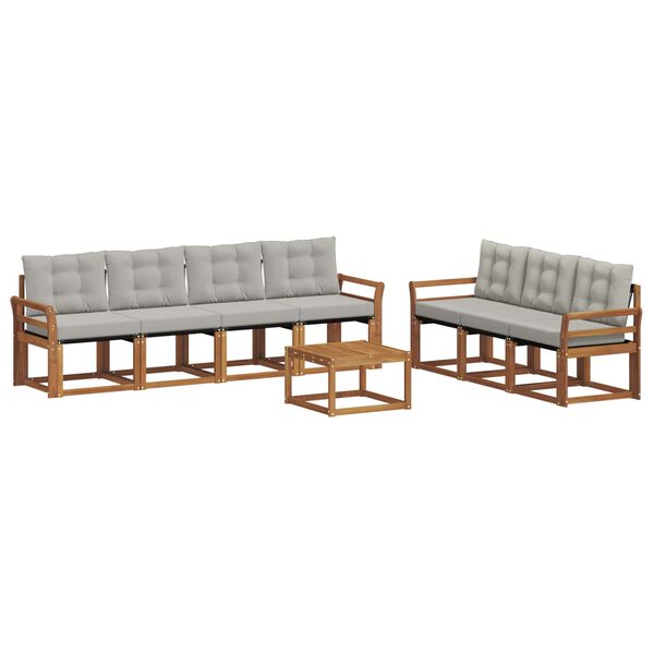 vidaXL Set de canapele de exterior 8 pcs Gri natural și deschis