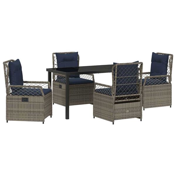 vidaXL Set de masă pentru grădină 5 pcs Gri poliratan