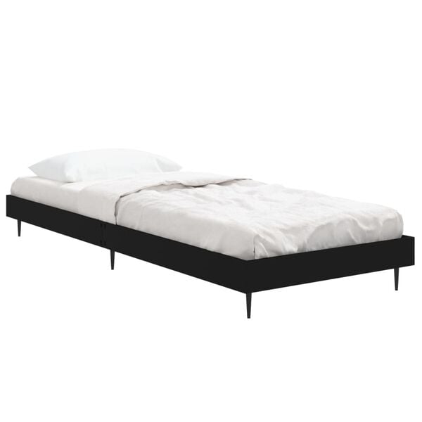 vidaXL Cadru de pat, negru, 75x190 cm, lemn prelucrat