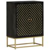vidaXL Servantă cu 2 uși, negru/auriu, 55x30x75 cm, lemn masiv mango