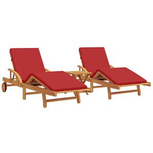 vidaXL Șezlong 3 buc. Lemn Solid de Acacia Roșu