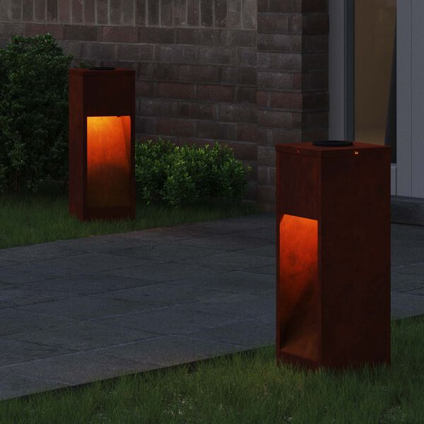 vidaXL Lampa de parcurs LED solar cu lumini cu baterie 2 pcs Bronz