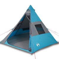 vidaXL Cort de camping pentru 7 persoane, albastru, impermeabil