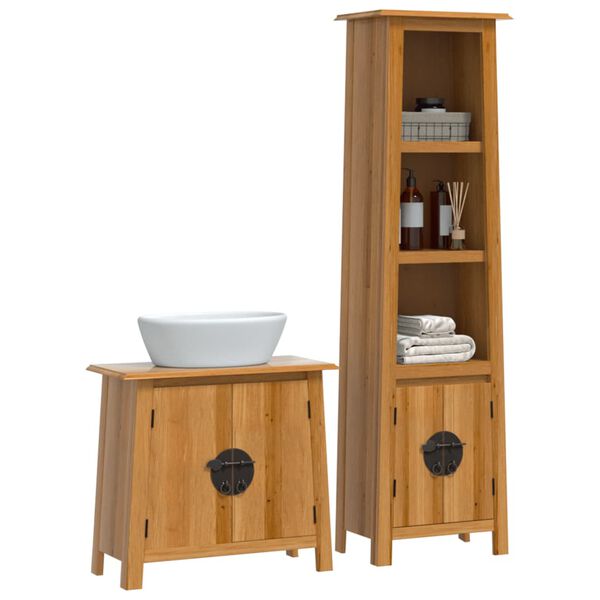vidaXL Set mobilier de baie, 2 piese, lemn masiv de pin