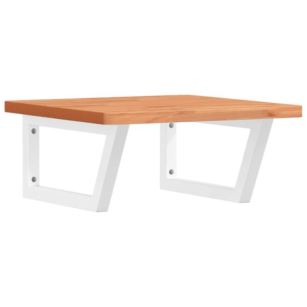 vidaXL Raft pentru lavoar montat pe perete, oțel și lemn masiv fag